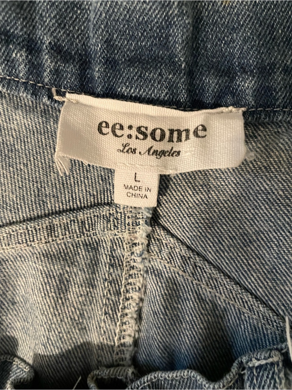 ee:some Floral Print Barrel Leg Jeans  Medium Wash Button Pockets L - Picture 8 of 9